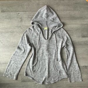 Roxy grey marled v neck knit hoodie women’s size M